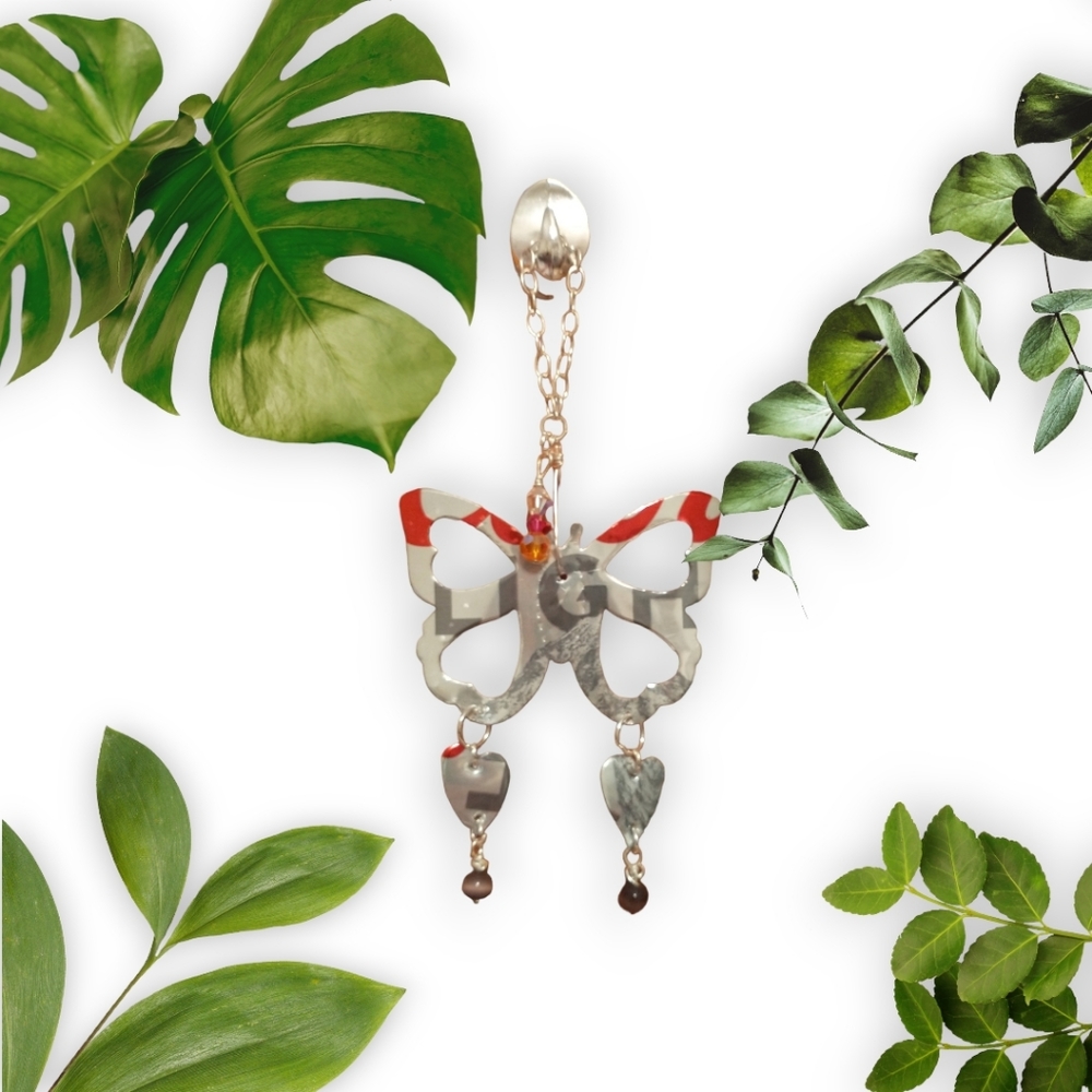 Hand crafted Car charm  butterfly window sun catchers recycled materials